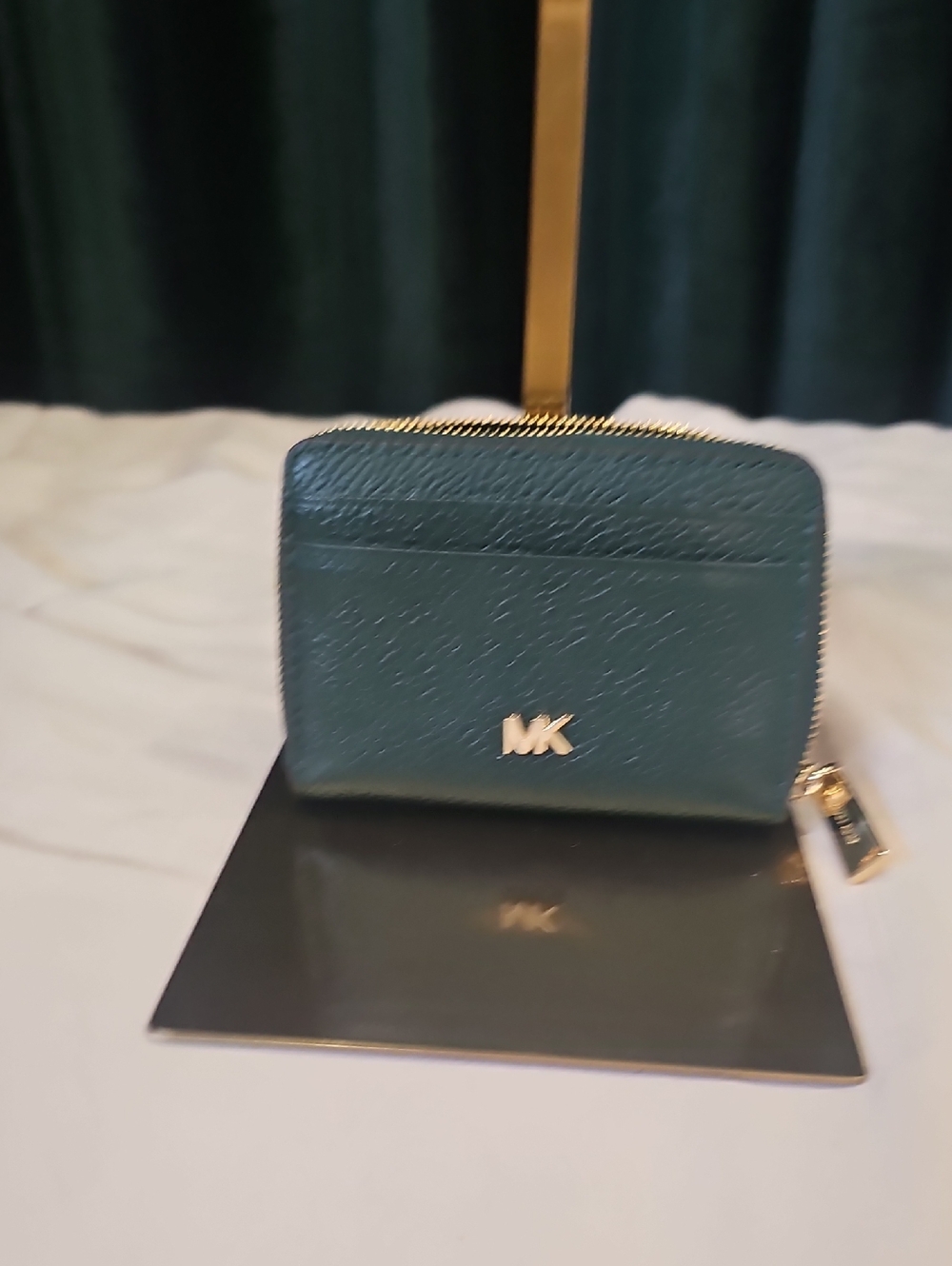 Michael Kors Dark Green Leather Zippy Wallet